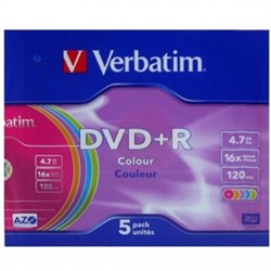 (1008311) Диск DVD+R Verbatim 4.7Gb 16x Slim case Color (43556) - фото 10254