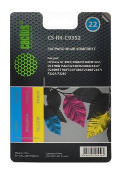 (1004533) Заправочный набор Cactus CS-RK-C9352 цветной (3x30мл) HP DeskJet 3920/3940/D1360/D1460/D1470/D1560 - фото 11186
