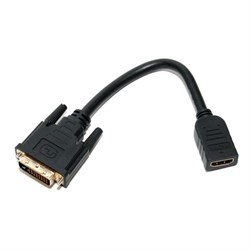 (107068)  Переходник DVI (M) -> HDMI (F),  0,15m, позолоченные контакты, 5bites (BC-HDF2DVI) - фото 11545