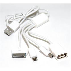 (106461)  Адаптер 5bites AP-008 многофункциональный, зарядка (IPAD3, IPHONE4/ 4S, USB MICRO/ MINI 5P) + USB концентратор на 1 порт - фото 12322