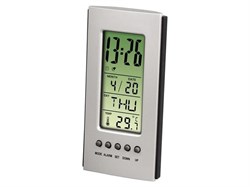 (1001396) Термометр настольный, термометр/ часы/ будильник, серебристый/ черный, Hama     [Ox&] - фото 12588