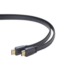 (1012003) Кабель HDMI Cablexpert CC-HDMI4F-1M, 1м, v2.0, 19M/19M, плоский кабель, черный, позол.разъемы, экран, пакет - фото 20080