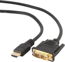 (1011990) Кабель HDMI-DVI Cablexpert CC-HDMI-DVI-6, 19M/19M, 1.8м, single link, черный, позол.разъемы, экран, пакет - фото 20196