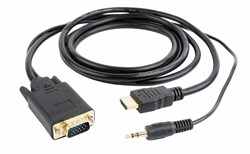 (1011997) Кабель HDMI-VGA Cablexpert A-HDMI-VGA-03-10M, 19M/15M + 3.5Jack, 10м, черный, позол.разъемы, пакет - фото 20198
