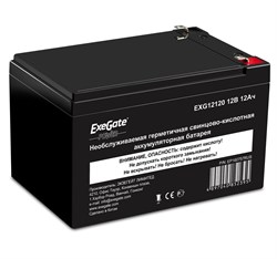 (1014110) Exegate EP160757RUS Аккумуляторная батарея  Exegate EG12-12 / EXG12120, 12В 12Ач, клеммы F1 (универсальные) - фото 21767
