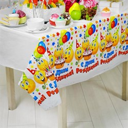 (1018784) Скатерть "С днем рождения"смайлы и тортик, 182 х 137см 1048653 - фото 28887