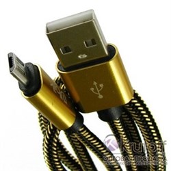 (1013441) USB кабель micro Ubik UM01 Carbon 2A (1,2m) gold - фото 31895