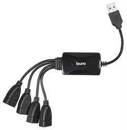 (1016201) Разветвитель USB 2.0 Buro BU-HUB4-0.3-U2.0-Splitter 4порт. черный - фото 32081