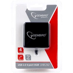 (1018846) Концентратор USB 2.0 Gembird UHB-242, 4 порта, блистер, черный - фото 33003