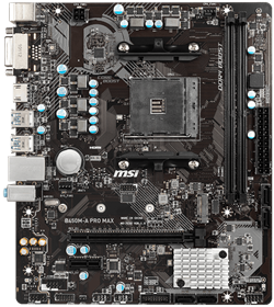 (1029204) Материнская плата MSI B450M-A PRO MAX Soc-AM4 AMD B450 2xDDR4 mATX AC`97 8ch(7.1) GbLAN RAID+DVI+HDM - фото 46884