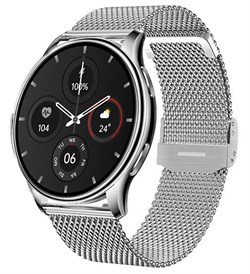 (1032313) Смарт-часы  BQ Watch 1.4 Silver+Silver Wristband (Сенсорный 1.32", LCD, 360 х 360, Акселерометр, Измерение пульса, Отслеживание сна, монитор сердечного ритма, шагомера. Совместимость: Android 5.0, iOS 8.0 и выше, Вибровызов, Уведомление, Бу - фото 47574