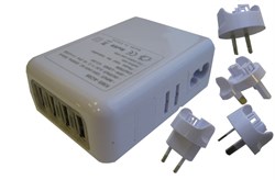 (176137)  Espada E-04UU белый, универсальный сетевой переходник для розеток (вилок)  EU, US, RU (A, C, G, i) с 4 USB портами 2,1А - фото 8732