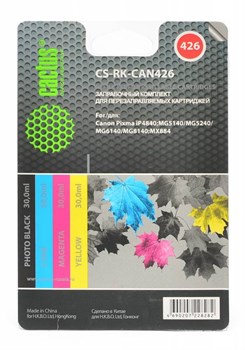 (1002390) Заправка для перезаправляемых картриджей CACTUS CS-RK-CAN426 для Canon PIXMA iP4840, цветная, 4x30мл - фото 9974