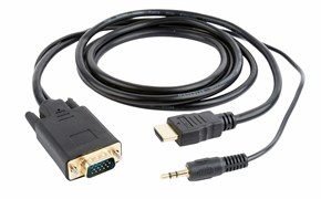 (1011996) Кабель HDMI-VGA Cablexpert A-HDMI-VGA-03-5M, 19M/15M + 3.5Jack, 5м, черный, позол.разъемы, пакет