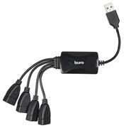 (1016201) Разветвитель USB 2.0 Buro BU-HUB4-0.3-U2.0-Splitter 4порт. черный