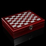 (1017342) Набор 7в1: фляжка 8oz Камуфляж, 4рюмки, воронка, шахматы (пешка1.6, король4.6), 18х24 см   3470686