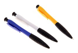 (1020668) Ручка шариковая автоматическая 0,5мм синяя,корпус МИКС с резиновым держателем Офис-стиль 115600