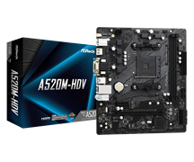 (1022344) Материнская плата Asrock A520M-HDV Soc-AM4 AMD A520 2xDDR4 mATX AC`97 8ch(7.1) GbLAN RAID+VGA+DVI+HD