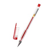(1023921) Ручка гелевая 0,5мм красная, корпус прозрачный (штрихкод на штуке) 1512096