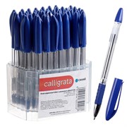 (1025845) Ручка шариковая 0,5мм синяя, корпус прозрачный с резиновым держателем (штрихкод на штуке) 129465