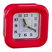 (1030606) Perfeo Quartz часы-будильник "PF-TC-003", квадратные 9,5*9,5 см, подсветка, красные