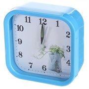 (1030612) Perfeo Quartz часы-будильник "PF-TC-008", квадратные 9,5*9,5 см, синие