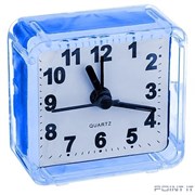 (1030605) Perfeo Quartz часы-будильник "PF-TC-001", квадратные 5,5*5,5 см, синие