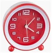 (1030611) Perfeo Quartz часы-будильник "PF-TC-007", круглые диам. 10,5 см, красные