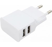(1028589) Адаптер питания Cablexpert MP3A-PC-11 100/220V - 5V USB 2 порта, 2.1A, белый