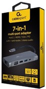 (1031585) Адаптер интерфейсов Cablexpert A-CM-COMBO7-01, USB-CM 7-в-1 (Type-C, USB3.0, HDMI, VGA, RJ-45)