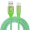 (1016593) Кабель Crown USB - microUSB CMCU-3102M green; круглый; в тканевой оплётке; коннекторы Метал; ток 2А; 100 см; цвет зелёный - фото 32236